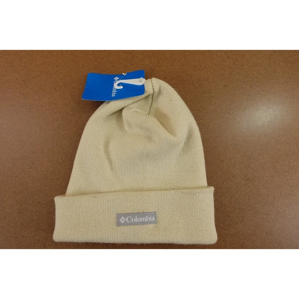 Columbia Adult Unisex One Size Bone Knit Logo pathc Cuffed Beanie NWT